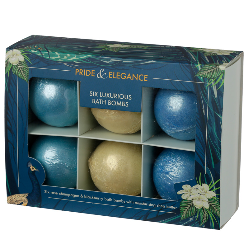 Pride & Elegance Luxus Champagner & Brombeere Mini Badebomben Sheabutter 6er-Set