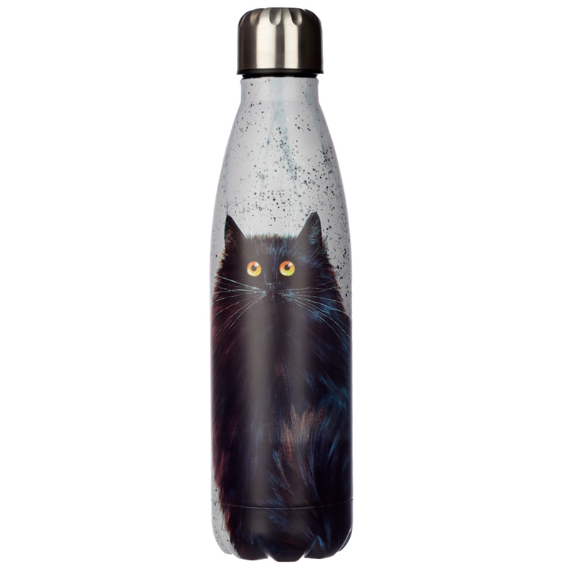 Kim Haskins Schwarze Katzen wiederverwendbare Thermo Isolier- Trinkflasche aus Edelstahl 500ml