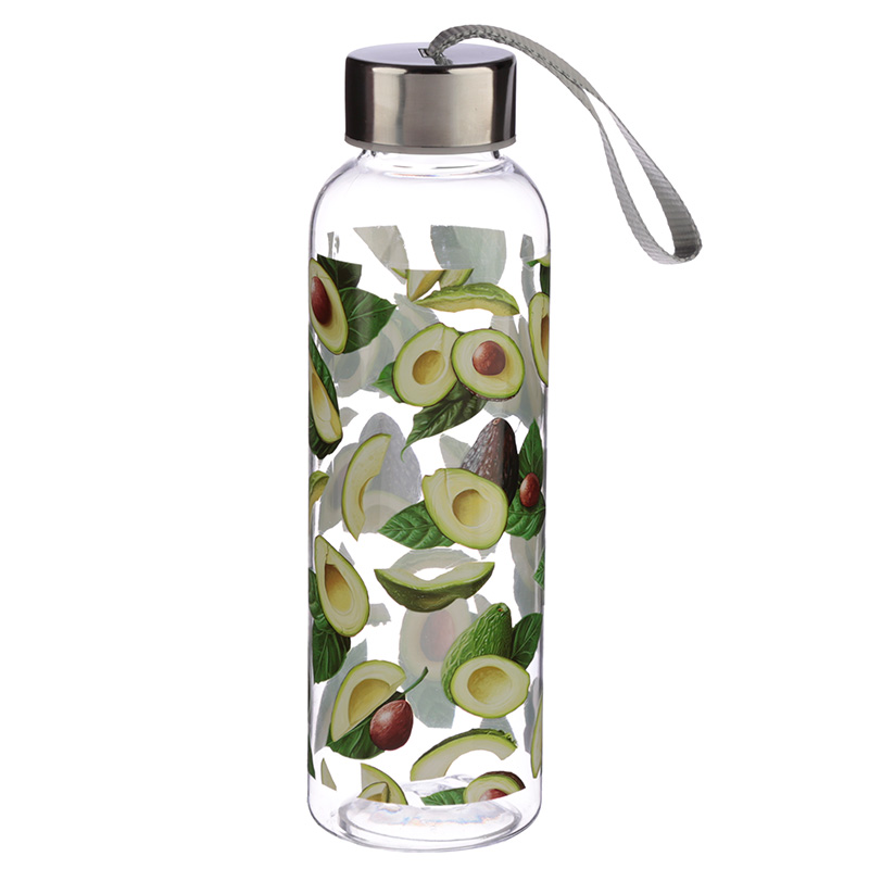 Avocado Design Wasserflasche mit metallischem Deckel 550ml