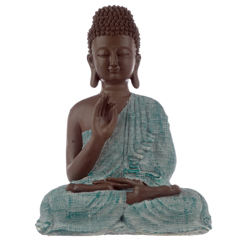 Thai Buddha Braun, Weiss und Türkis - Erleuchtung