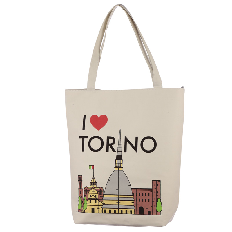 I Heart Torino Baumwollbeutel mit Reißverschluss
