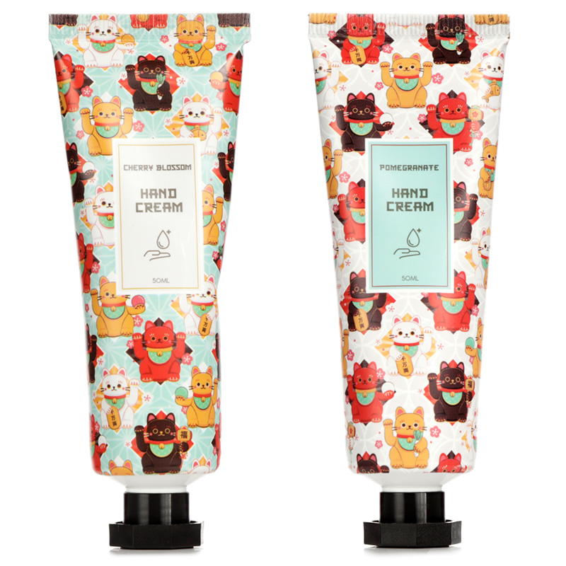 Maneki Neko Glückskatze Befeuchtende Handcreme 50ml - Granatapfel & Kirsche Blossom Düfte (pro Stück)