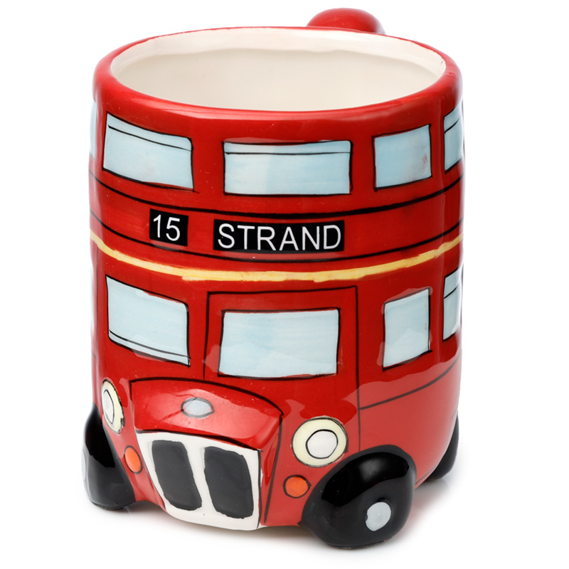 Neues Design Doppelstockbus geformte Tasse aus Dolomit-Keramik