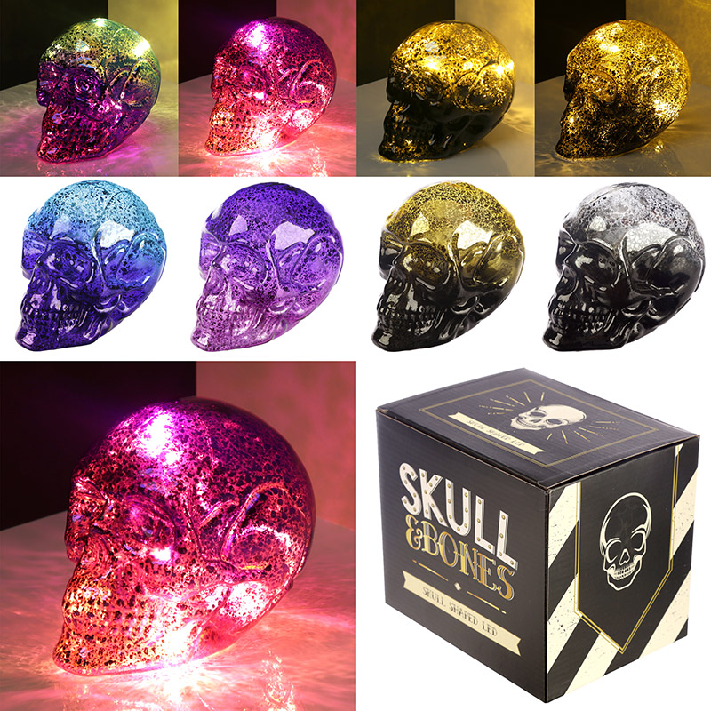 Skull and Bones metallischer zweifärbiger kleiner LED Totenkopf