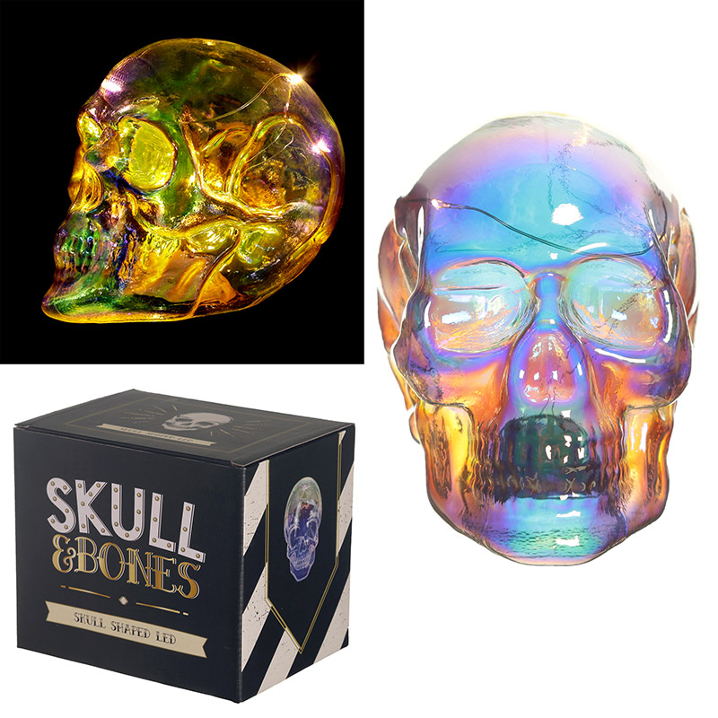 Skull & Bones schillernd Regenbogen LED Totenkopf