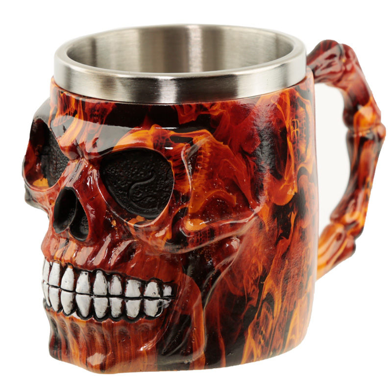 Dekorativer Brauner Marmoreffekt Totenkopf Krug