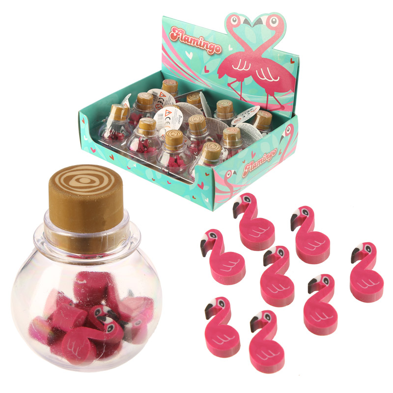Flamingo Mini Radiergummis im Topf (pro Stück)
