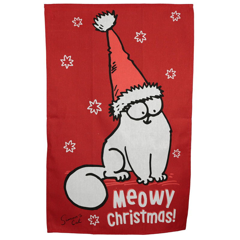 Simon's Cat Katze Weihnachten Geschirrtuch aus Polycotton (pro Stück)