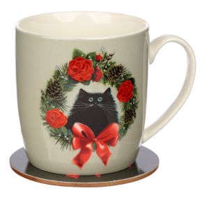 Kim Haskins Weihnachten Ingwer Katze Porzellan Tasse,Geschenk/Geschenk/Strumpf