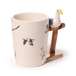 Keramik Tasse mit Möwen-Griff