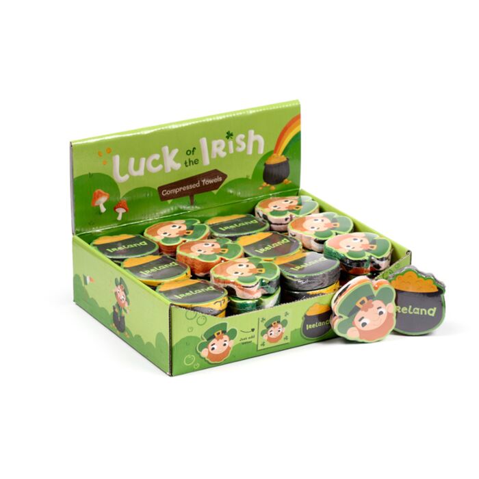 Lucky of the Irish Kobold & Kleeblatt Komprimiertes Reisehandtuch Waschlappen