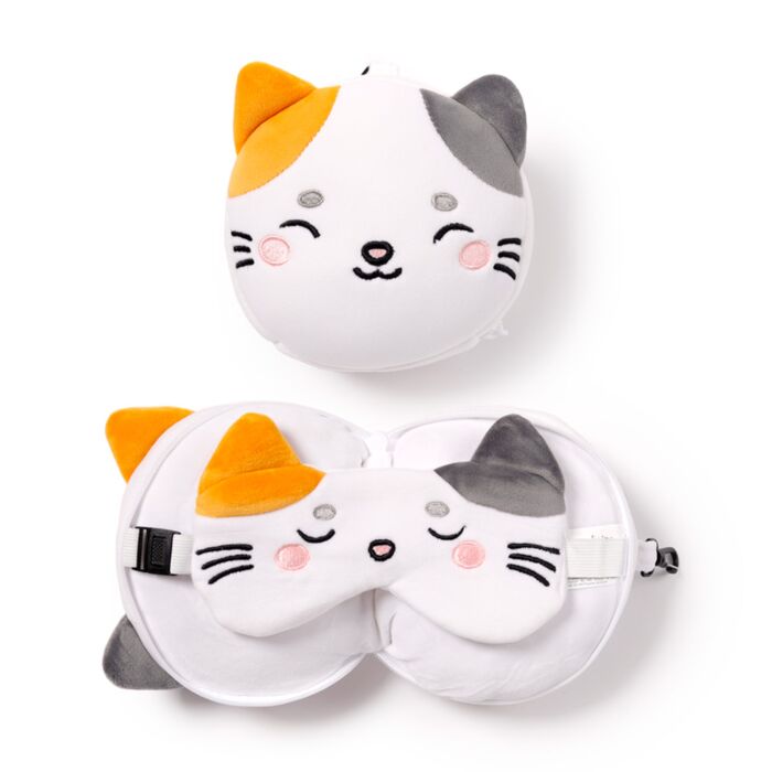 Relaxeazzz Plüsch Adoramals Lola Katze Reisekissen & Schlafmaske