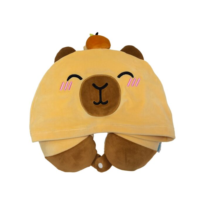 Hoodeazzz Duke the Capybara Wasserschwein Plüsch Memoryschaum-Reisekissen & Kapuze