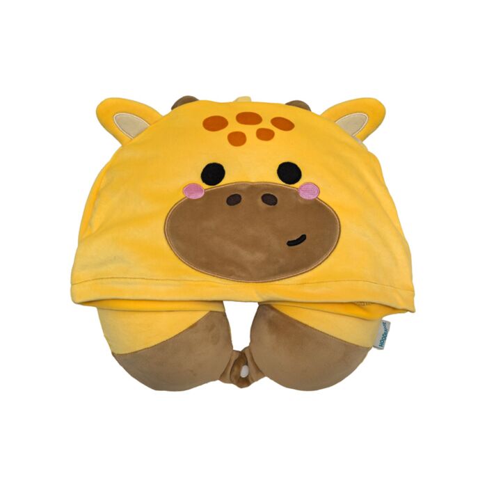 Hoodeazzz Adoramals Raffi the Giraffe Plüsch Memoryschaum-Reisekissen & Kapuze