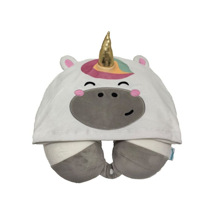 Hoodeazzz Adoracorns Astra the Unicorn Einhorn Plüsch Memoryschaum-Reisekissen & Kapuze