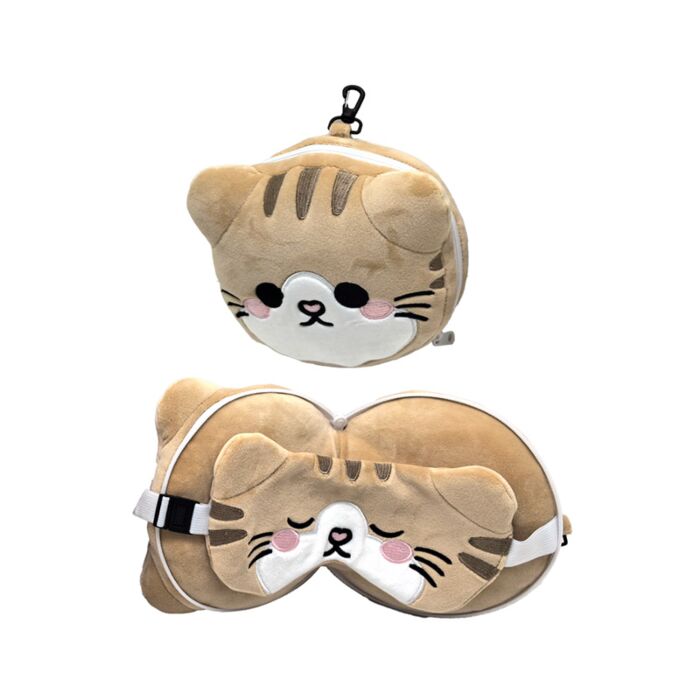 Relaxeazzz Adoramals Schottische Faltohrkatze Plüsch Reisekissen & Schlafmaske