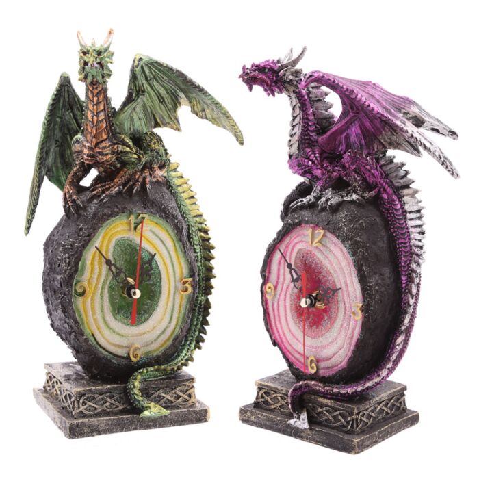 Geode Kristall Drache Kaminuhr