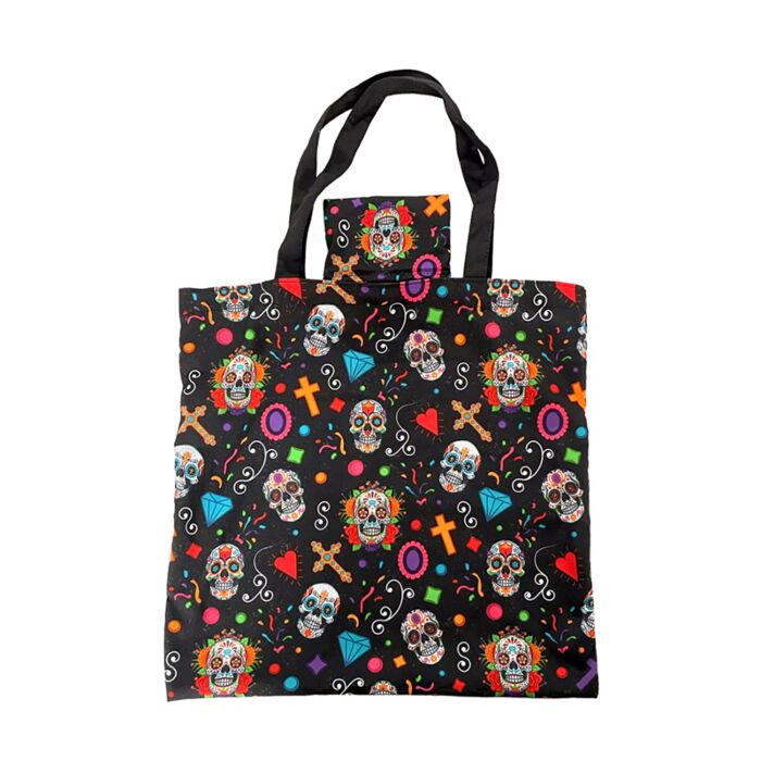RPET Faltbare wiederverwendbare Einkaufstasche Day of the Dead Tag der Toten