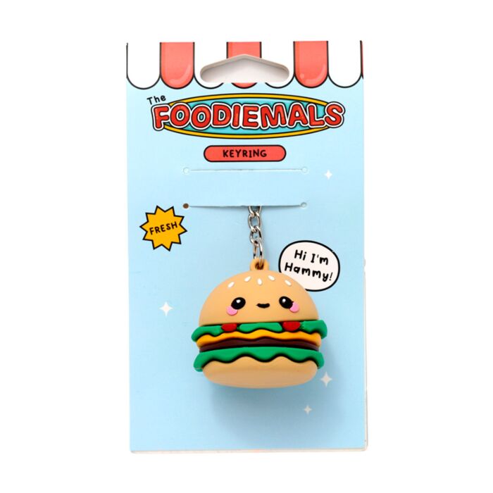 Hammy der Burger Foodiemals 3D PVC Schlüsselanhänger