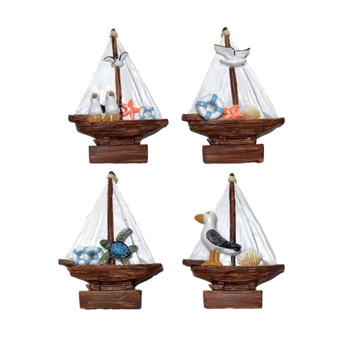 An der Küste Souvenir-Magnet Segelboote mit Vögeln und Meerestieren