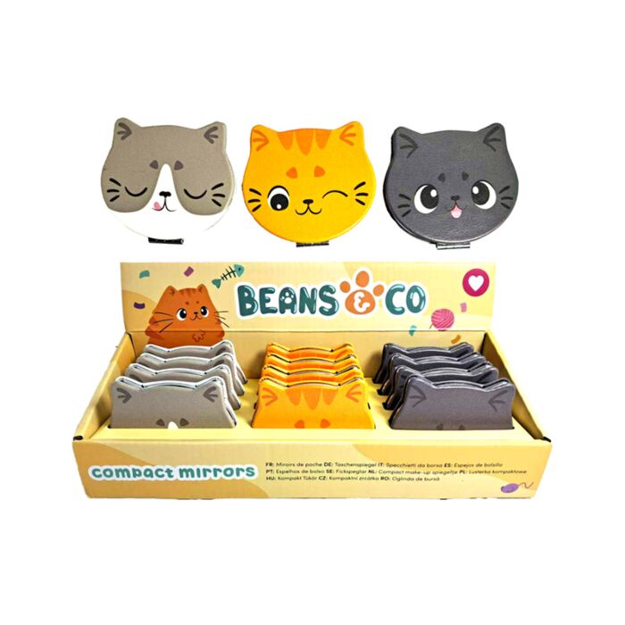 Beans & Co. Katzen Kunstleder-Taschenspiegel