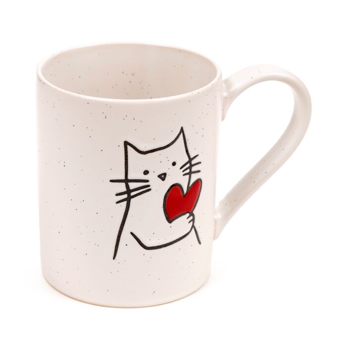 Katze mit Herz Steingutbecher