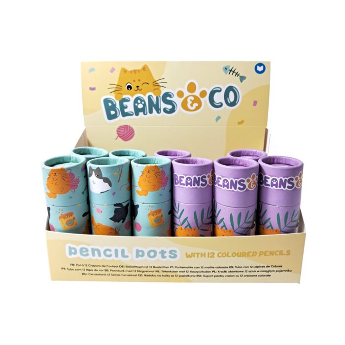 Beans & Co. Cats Katzen Stiftebox mit 12 Buntstiften