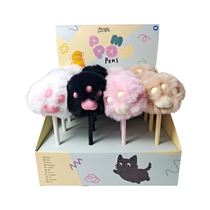 Beans & Co. Katzen Pom Pom Fineliner Kugelschreiber mit flauschigem Pfoten-Topper