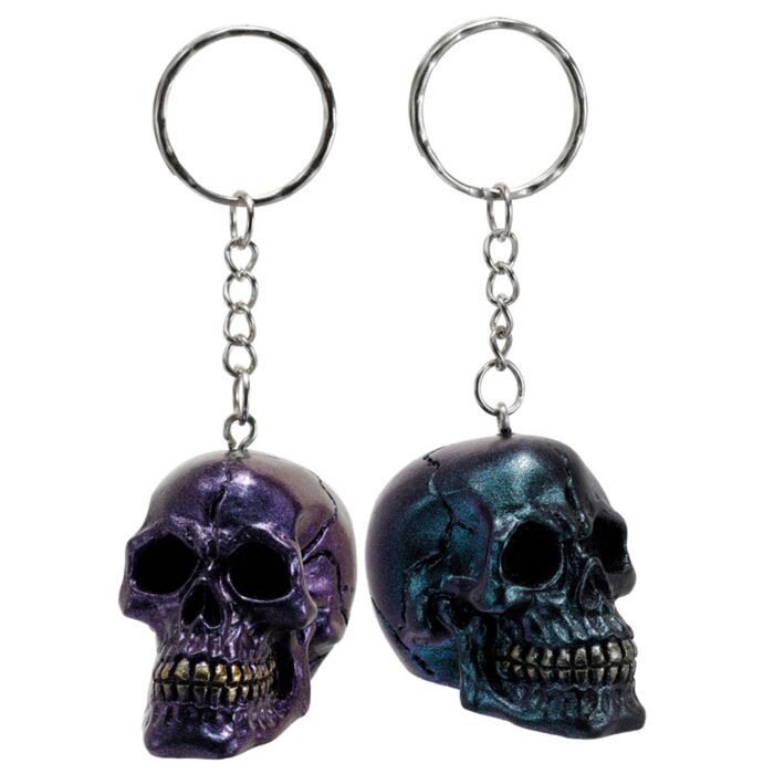 Skulls & Roses Totenkopf dunkles Metall & Gold Schlüsselanhänger