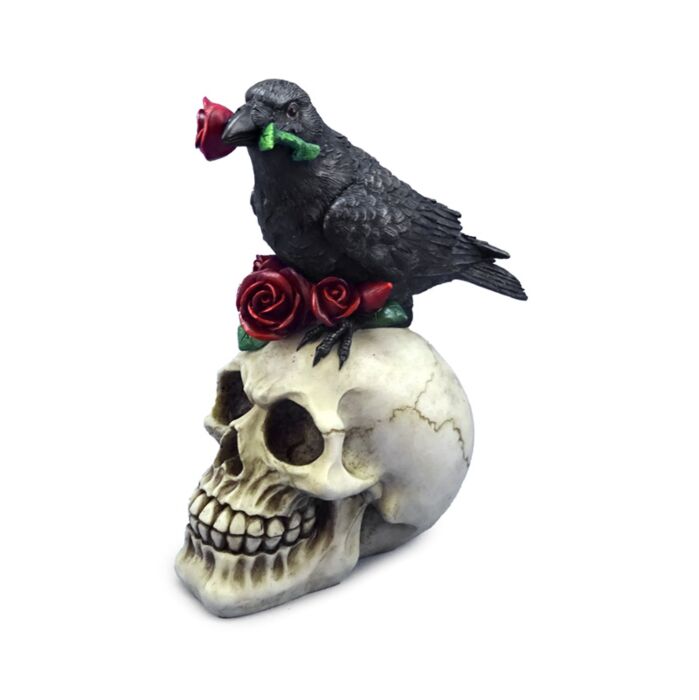 Totenkopf mit Rabe & Roten Rosen