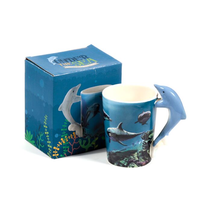 Tasse Delfin Unterwasserwelt geformter Henkel Tasse  