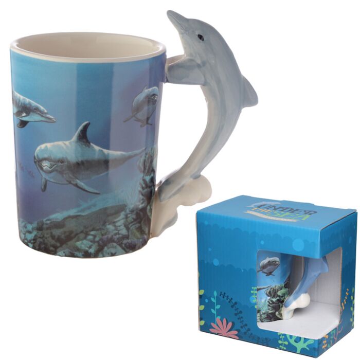 Tasse Delfin Unterwasserwelt geformter Henkel Tasse  