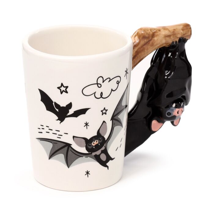 Keramik Tasse mit Fledermaus-Griff