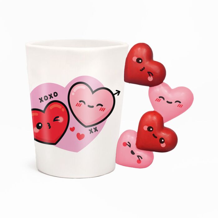 J'Adoramals Herzen XOXO Keramikbecher mit Griff aus Herzen