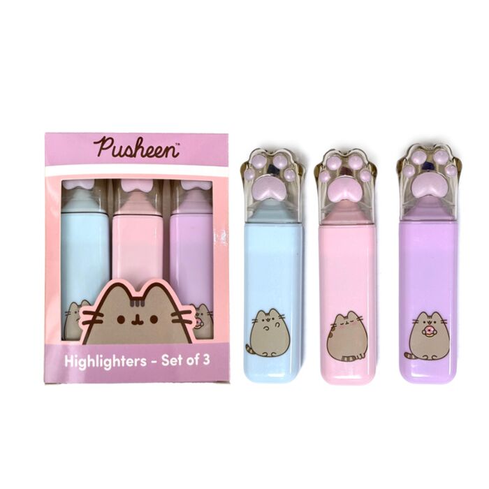Pusheen the Cat Katze Textmarker mit Pfoten-Verschluss 3er-Set