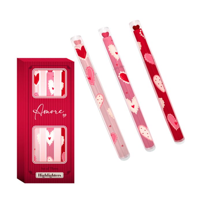 Amore Heart Herz Pop Top Textmarker 3er-Set