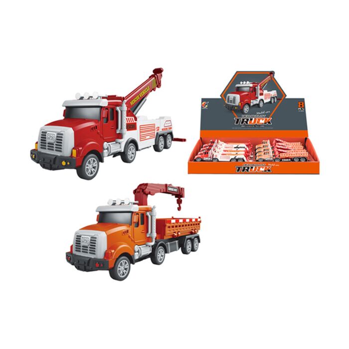 Push/Pull Bau-Rettungswagen mit Kran Action-Spielzeug mit Reibungsantrieb 