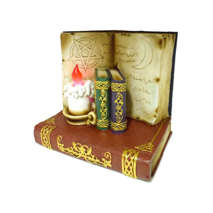 Witches Black Cat & Wise Old Magical Owl Katze Eule Sammlerfiguren LED-Display-Stand