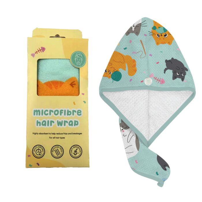 Beans & Co. Katzen Mikrofaser-Handtuch für Haare