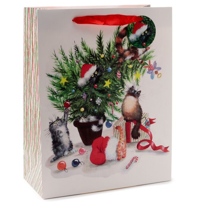Weihnachten Kim Haskins Katzen Geschenktasche - (L)