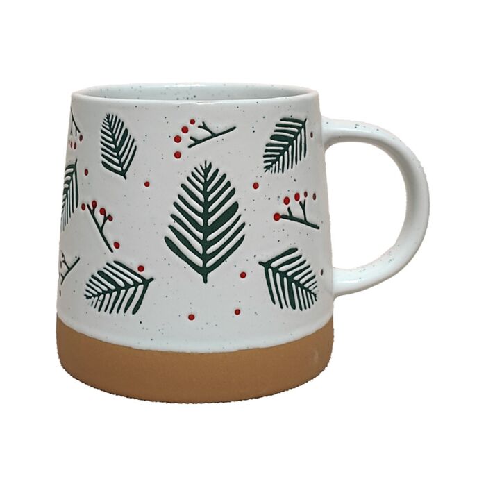 Kiefernzweige und Beeren Konische Steingut-Tasse