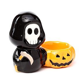 Sensenmann und Kürbis Halloween Keramik-Teelichthalter
