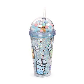 Foodiemals Bubble Tea doppelwandiger Becher & Strohhalm mit Anhängern
