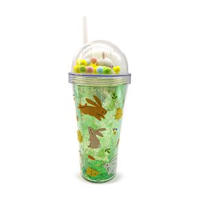 Springtime Frühling Hasen Doppelwandiger Becher mit Deckel, Strohhalm & Glücksbringern