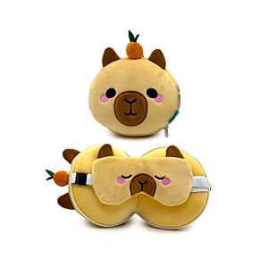 Relaxeazzz Duke the Capybara Wasserschwein Plüsch Reisekissen & Schlafmaske
