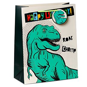 Happy Birthday Geburtstag Dinosauria Dino Geschenktasche - (L)