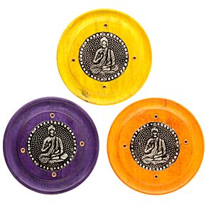 Mangoholz Buddha Runder Räucherstäbchenhalter Mangoholz Buddha Runder Räucherstäbchenhalter