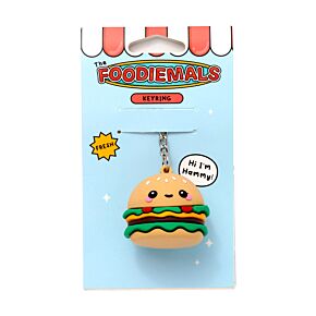 Hammy der Burger Foodiemals 3D PVC Schlüsselanhänger