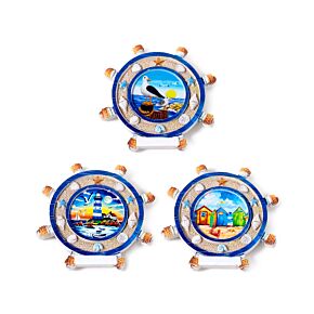 An der Küste Souvenir-Magnet Ships Radförmig mit Meeresszenen