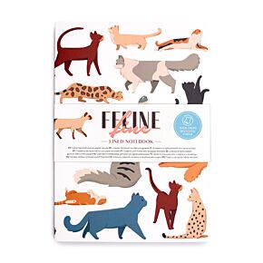 Feline Fine Katzen liniertes A5-Notizbuch aus Recyclingpapier